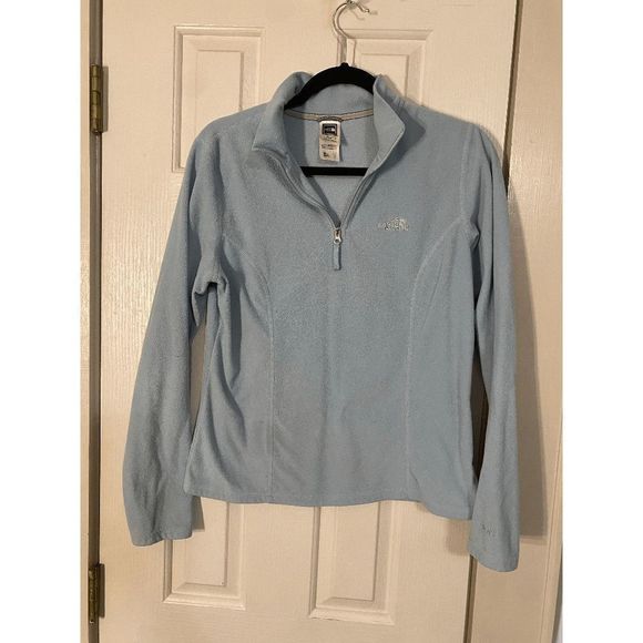 The North Face Women's Light Blue Teal 1/4 Zip Pullover Sweater Size Medium - Picture 1 of 5
